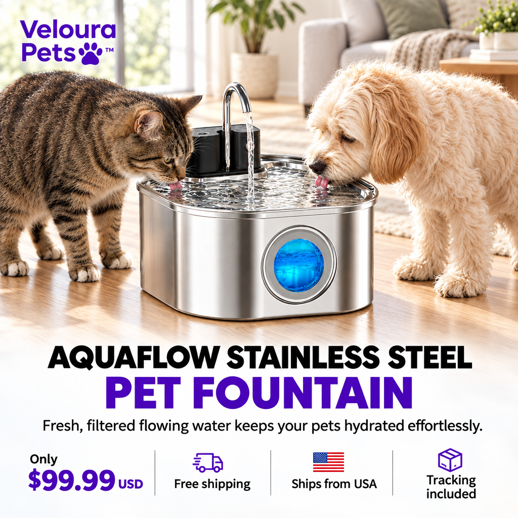 AquaFlow Stainless Steel with cat and dog