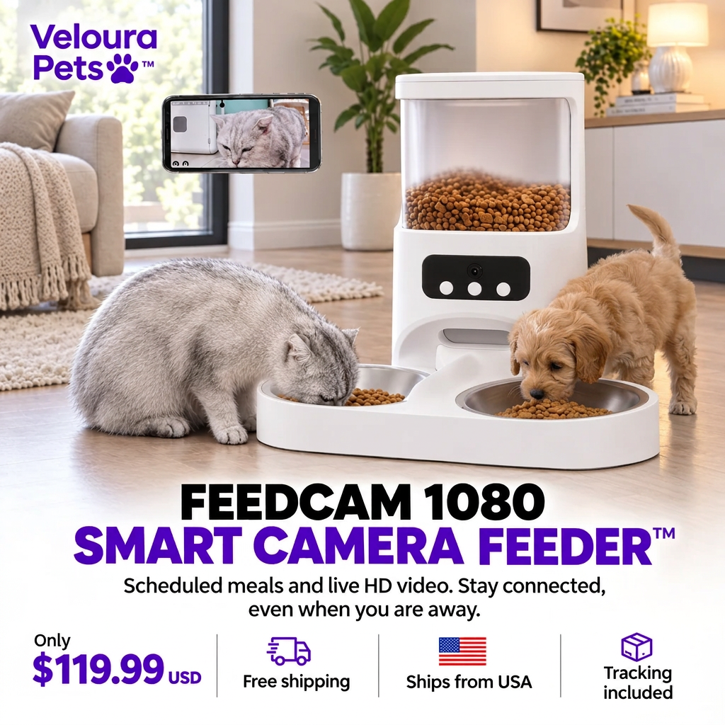 Branded FeedCam image with dog and cat